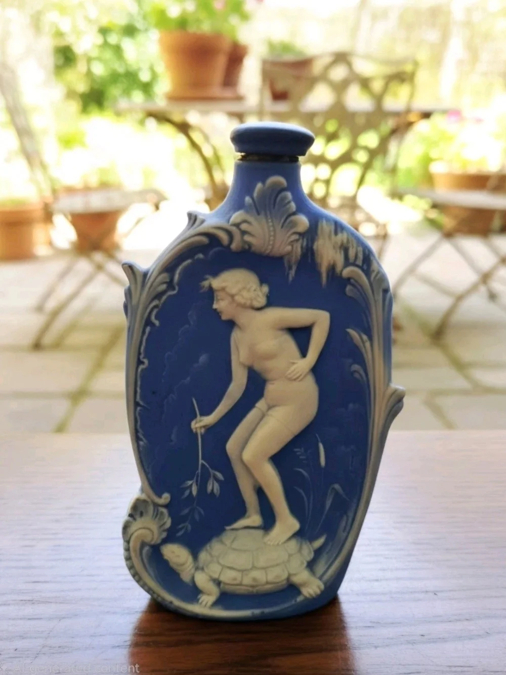 Rare antique German porcelain figural flask manufactured by Schafer & Vater 5.5